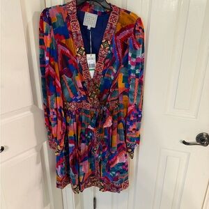 NWT Johnny Daydreamer Silk Dress with Geometric Design